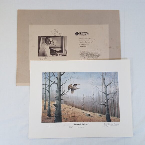 Les Kouba Leaving the Cut-Over SIGNED Print 12X16" Grouse Limited Edition Origin - Picture 1 of 16